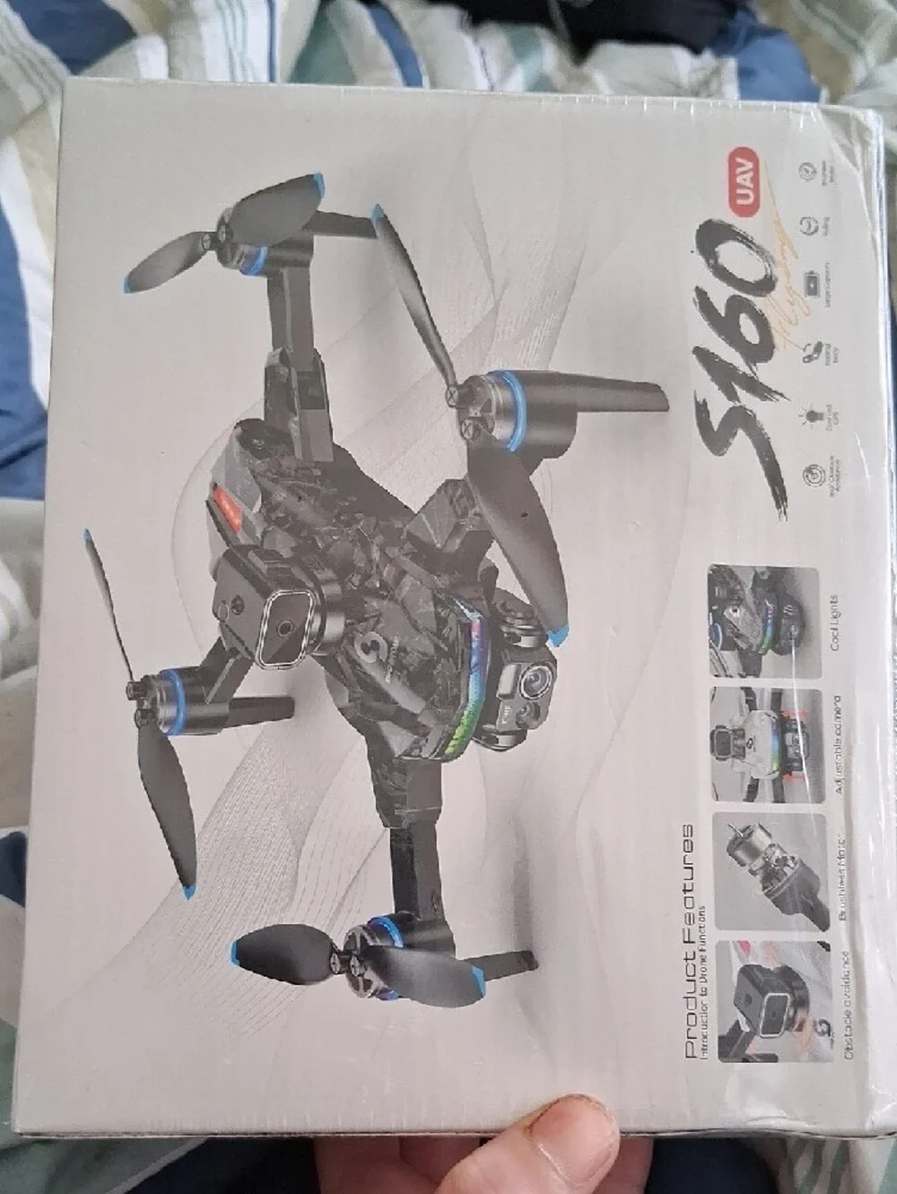 S160 UAV Foldable Drone with Remote - White & Black